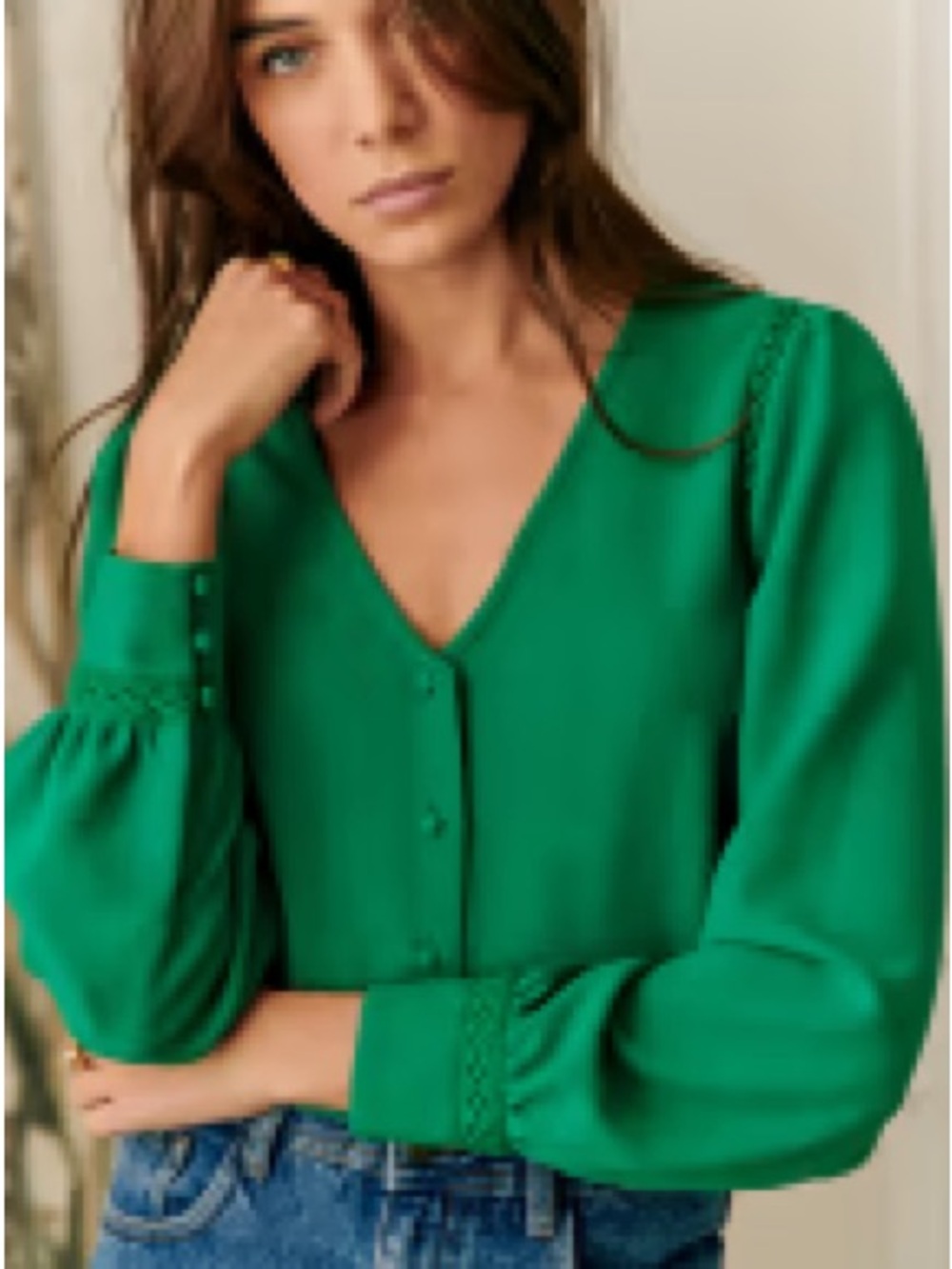 Sezane Ella Shirt Vert Flash - Size 44